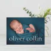 シンプル男の赤ちゃん誕生写真の発表 案内状 (スタンド正面)