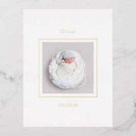 シンプル男の赤ちゃん誕生発表箔 箔招待状ポストカード