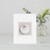 シンプル男の赤ちゃん誕生発表箔 箔招待状ポストカード (立ち正面)