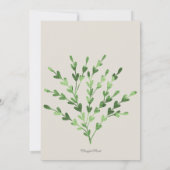 シンプル男女兼用グリーンタンベビーシャワー 招待状 (裏面)