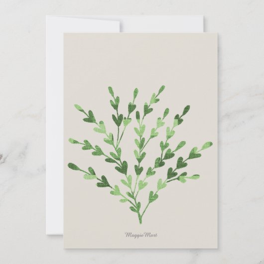 シンプル男女兼用グリーンタンベビーシャワー 招待状 (裏面)