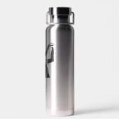 シンプル男性ゴルフプレーヤーモノグラム ウォーターボトル (背面)