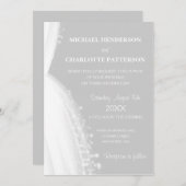 シンプル白いドレスエレガントシルエットグレー結婚ズ 招待状 (正面/裏面)