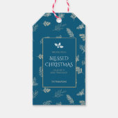 シンプル白い冬の離れミストレトーブルー ギフトタグ (正面)