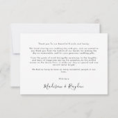 シンプル白い横向き結婚写真 サンキューカード (裏面)