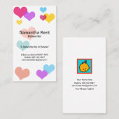 シンプル白い浮きカラフルハートベビーシッター 名刺 (正面/裏面)