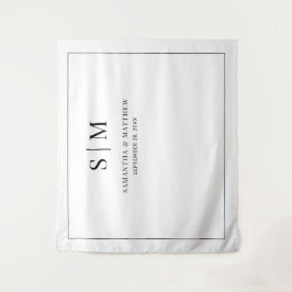 シンプル白い背景の結婚背景 タペストリー