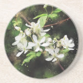 シンプル白い花水色 コースター (正面)