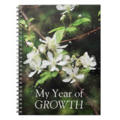 シンプル白い花水色 ノートブック (正面)