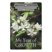 シンプル白い花水色 ミニクリップボード (正面)