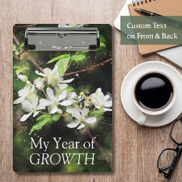 シンプル白い花水色 ミニクリップボード