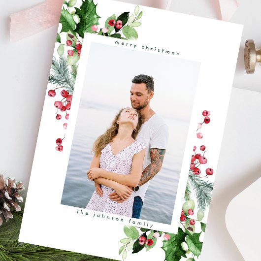 シンプル白い雪の水の色の緑青1枚の写真 シーズンカード