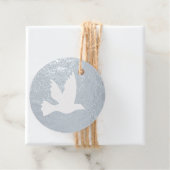 シンプル白い鳩飛んでいる鳥シルエット フェイバータグ (箱)