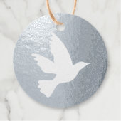 シンプル白い鳩飛んでいる鳥シルエット フェイバータグ (正面)