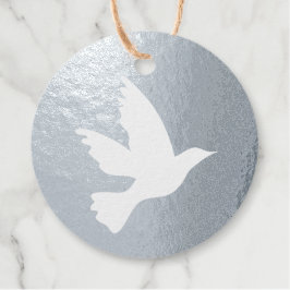 シンプル白い鳩飛んでいる鳥シルエット フェイバータグ