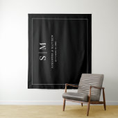 シンプル白い黒い背景結婚の背景 タペストリー (インサイチュ)