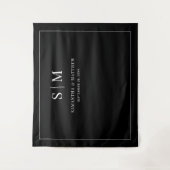 シンプル白い黒い背景結婚の背景 タペストリー (正面)