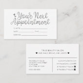 シンプル白かわいらしハートタイポグラフィアポイントメント 名刺 (正面/裏面)