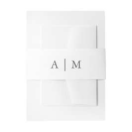 シンプル白と灰色のモノグラ結婚ム 招待状ベリーバンド