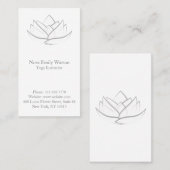 シンプル白と灰色の蓮の花の名刺 名刺 (正面/裏面)