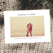 シンプル白と結婚したメリーのクリスマス写真 シーズンカード