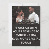 シンプル白と茶結婚色 招待状 (裏面)