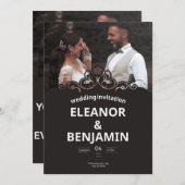 シンプル白と茶結婚色 招待状 (正面/裏面)