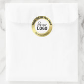 シンプル白と金ゴールドありがとう小包 ラウンドシール (バッグ)