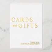 シンプル白と金ゴールドのカードとギフト結婚のサイン 箔シーズンカード (正面)