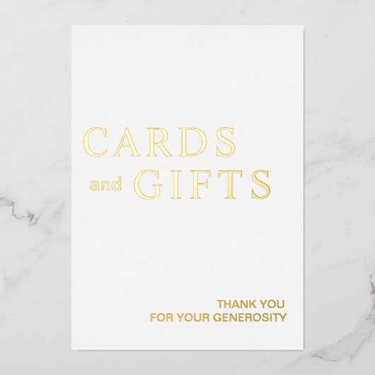 シンプル白と金ゴールドのカードとギフト結婚のサイン 箔シーズンカード (正面)