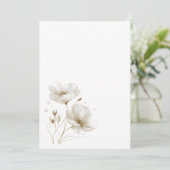 シンプル白と金ゴールドの空白の結婚花 招待状 (スタンド正面)