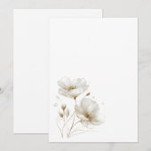 シンプル白と金ゴールドの空白の結婚花 招待状 (正面/裏面)