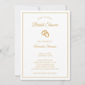 シンプル白と金ゴールドの結婚リングや輪ブライダルシャワー 招待状 (正面)