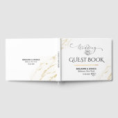 シンプル白と金ゴールドミニマル結婚の ゲストブック (全面)