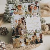 シンプル白と金ゴールド写真ハッピーホリデーズカード 箔招待状