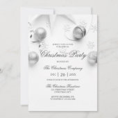 シンプル白と銀のクリスマ企業のスパーティー 招待状 (正面)