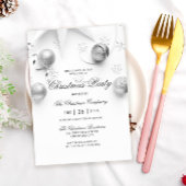 シンプル白と銀のクリスマ企業のスパーティー 招待状