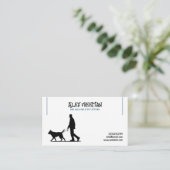 シンプル白と青のドッグウォーカーシルエット 名刺 (スタンド正面)