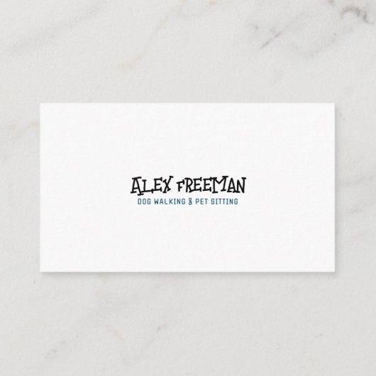 シンプル白と青のドッグウォーカーシルエット 名刺 (裏面)