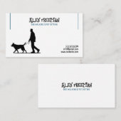 シンプル白と青のドッグウォーカーシルエット 名刺 (正面/裏面)