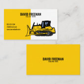 シンプル白と黄の建築ブルドーザー 名刺 (正面/裏面)