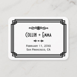 シンプル白と黒のアールデコの結婚座席表 プレイスカード