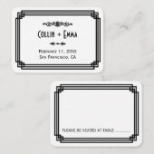 シンプル白と黒のアールデコの結婚座席表 プレイスカード (正面/裏面)