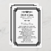シンプル白と黒のアールデコ結婚式 プログラム (正面/裏面)
