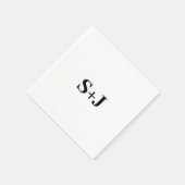 シンプル白と黒のカップルのイニシャル結婚 スタンダードカクテルナプキン (角)