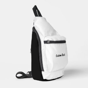 シンプル白と黒のスクリプト文字テンプレート スリングバッグ