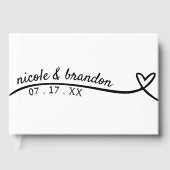 シンプル白と黒のハート結婚ズ ゲストブック (正面)