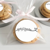 シンプル白と黒のハート結婚ズ ラウンドシール