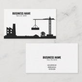 シンプル白と黒の建築サイトのシルエット 名刺 (正面/裏面)