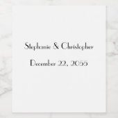 シンプル白と黒の結婚式の引き出物ボトル ワインラベル (シングルラベル)